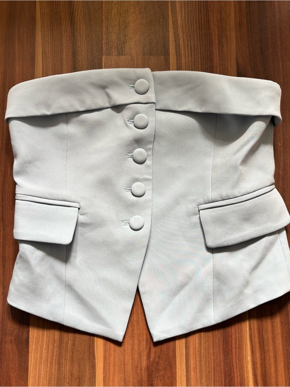 Fashion Nova Pastel Blue Sleeveless Button Crop Top